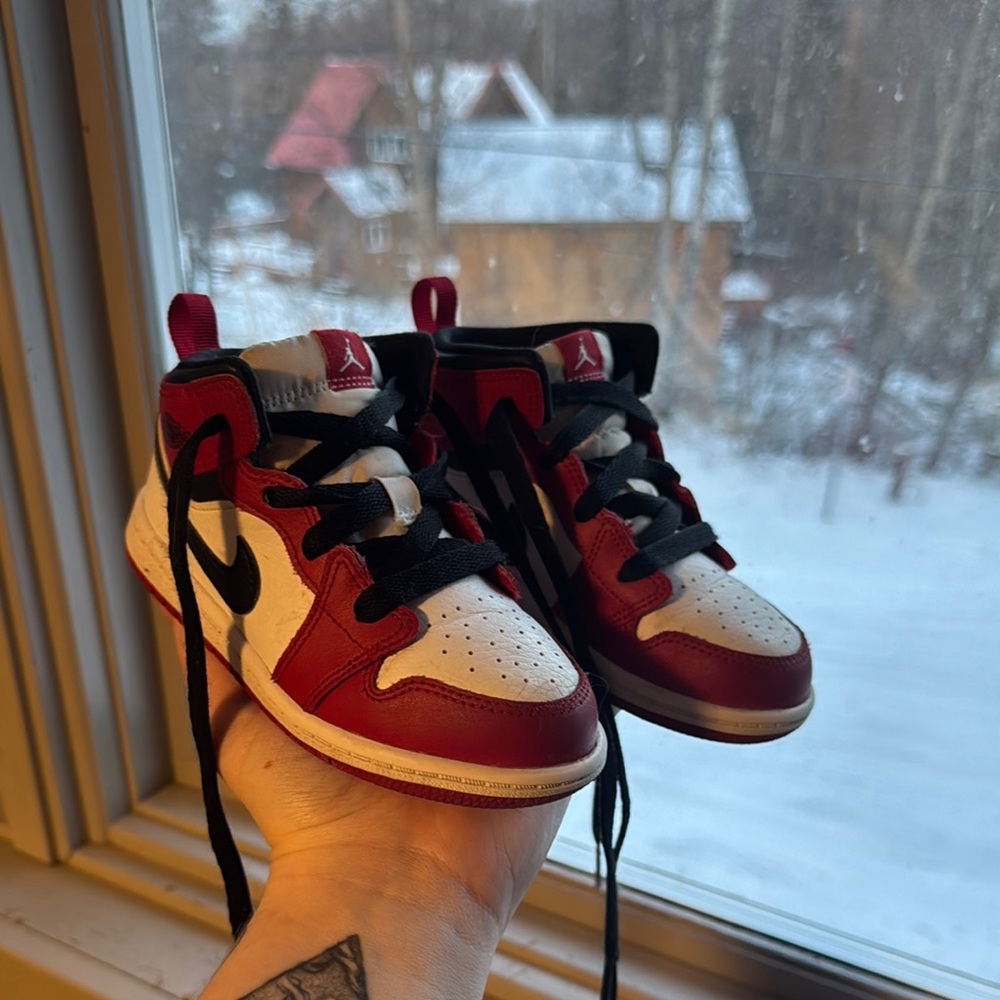 Kids Red and Black Nike Air Jordan Sneakers